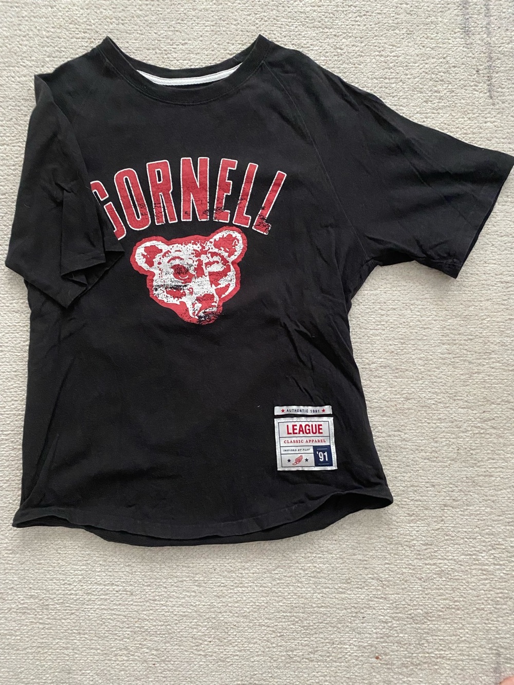 League Black Cornell Graphic Tee with Red Accent